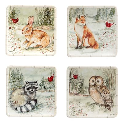 Certified International Winter's Walk 6" Canape/Luncheon Plates, Set of 4