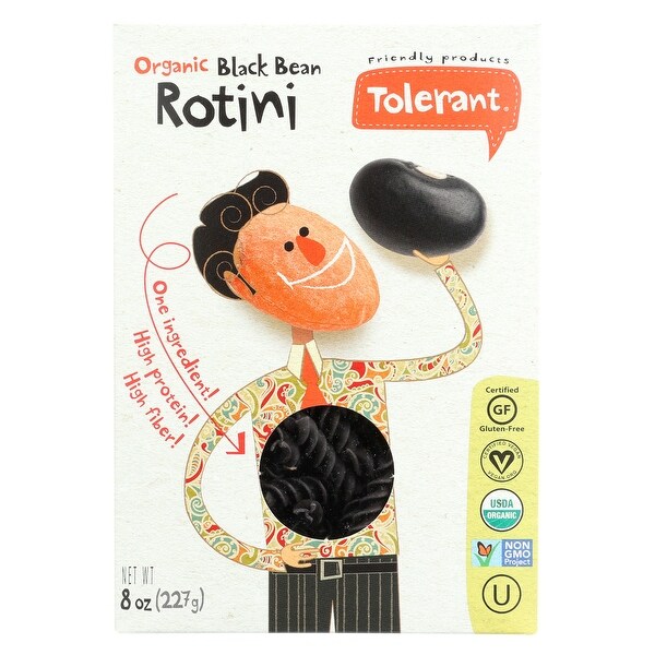 Tolerant Organic Pasta - Black Bean, Rotini - Case of 6 - 8 oz.