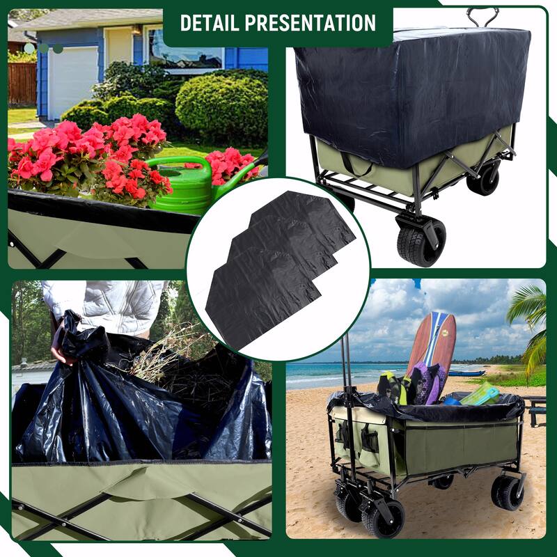 440lbs Collapsible Foldable Wagon Cart - Beach Wagon, Utility Cart, Grocery Cart