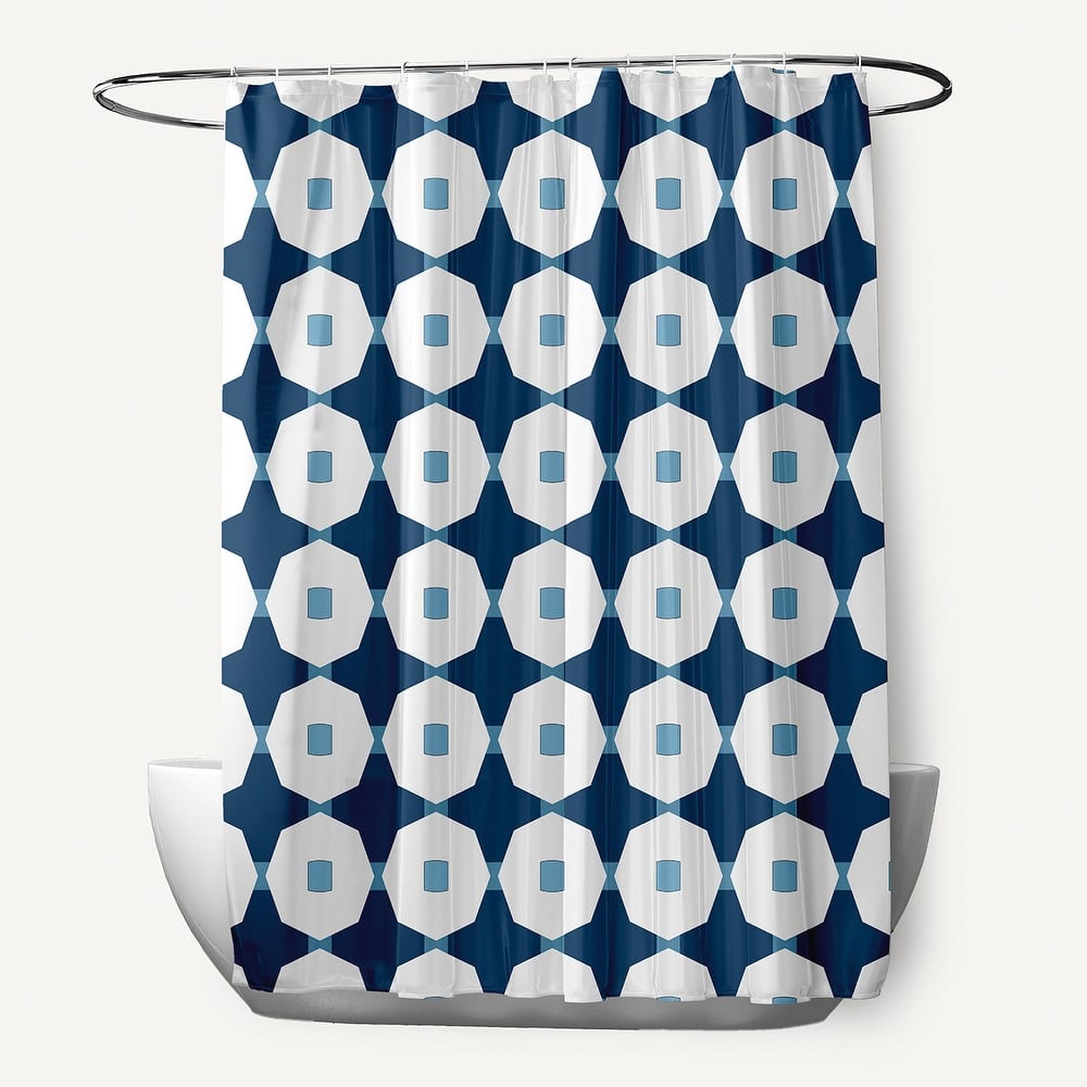 Button Up Geometric Print Shower Curtain