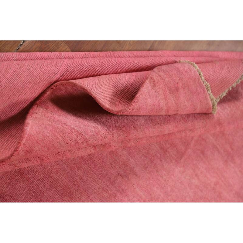 Modern Pink Gabbeh Oriental Area Rug Handmade Wool Carpet - 6'4" x 9'3"