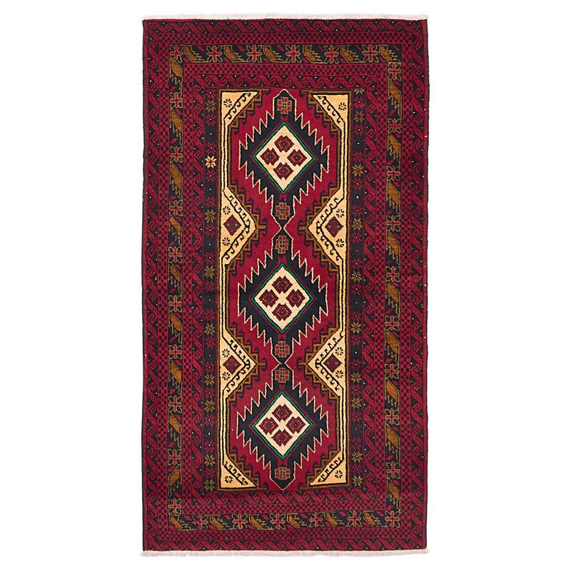 ECARPETGALLERY Hand-knotted Teimani Red Wool Rug - 3'8 x 6'9