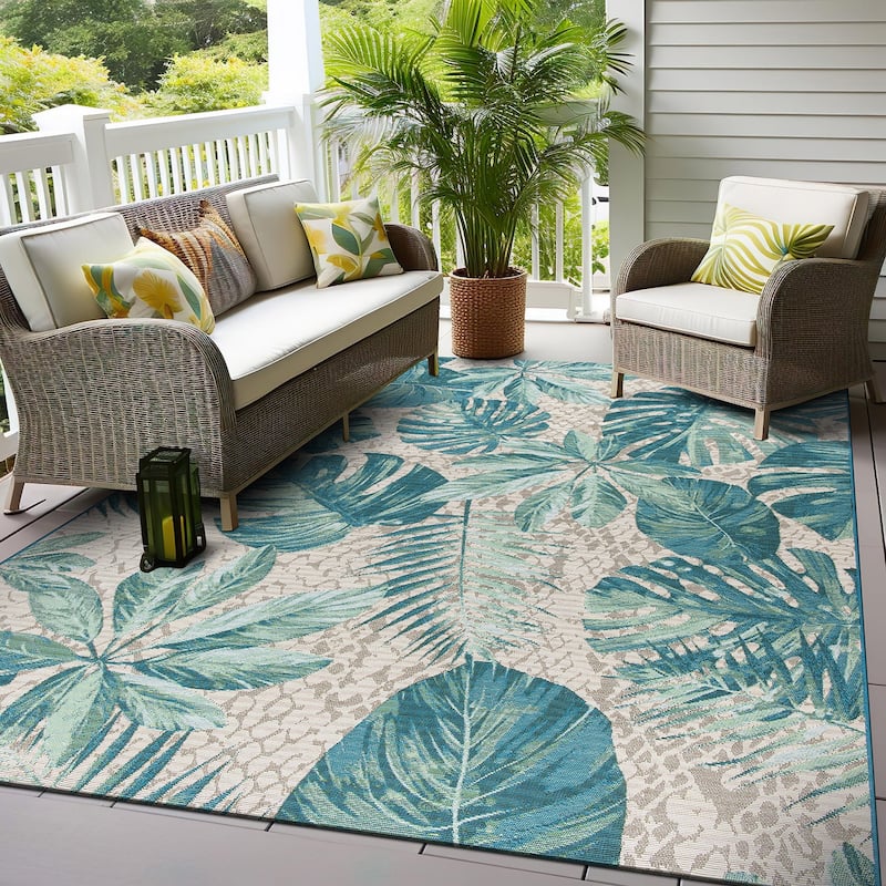 World Rug Gallery Contemporary Tropical Floral Indoor/Outdoor Area Rug