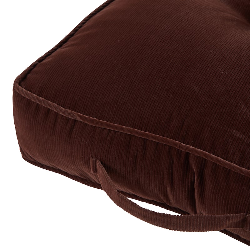 Omaha Corduroy Microfiber 21-inch Square Floor Pillow in Bitter