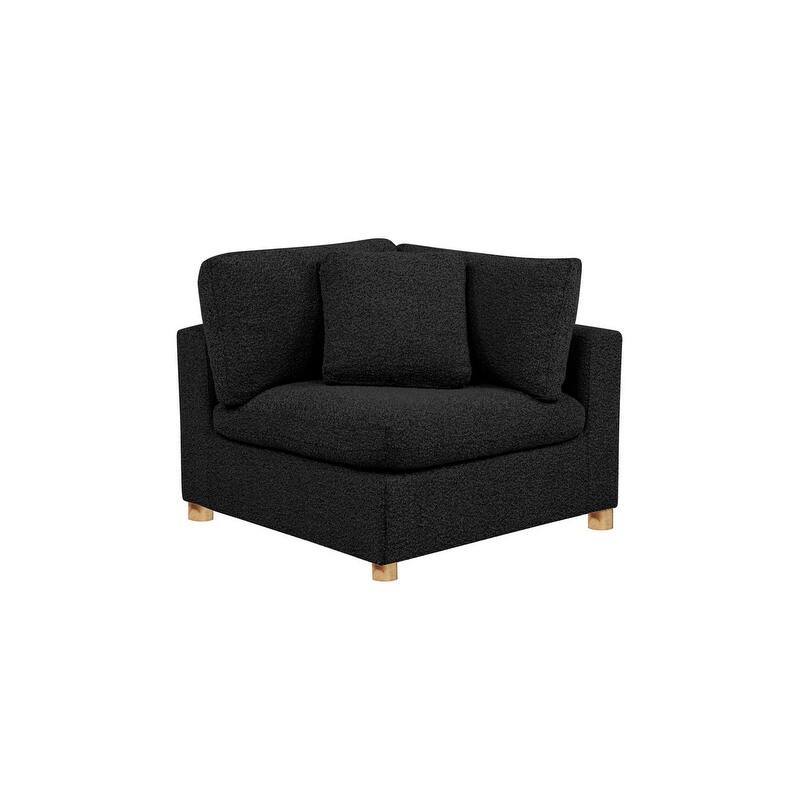 Best Quality Furniture 4-Piece Sectional Boucle Fabric - Black Corner Chair