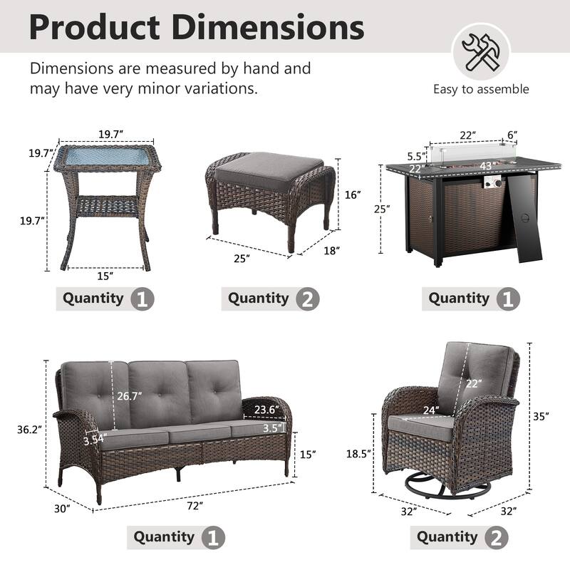 Gymojoy Outdoor Fire Pit Conversation Set, 3-Seat Sofa & Chairs Patio Furniture Set