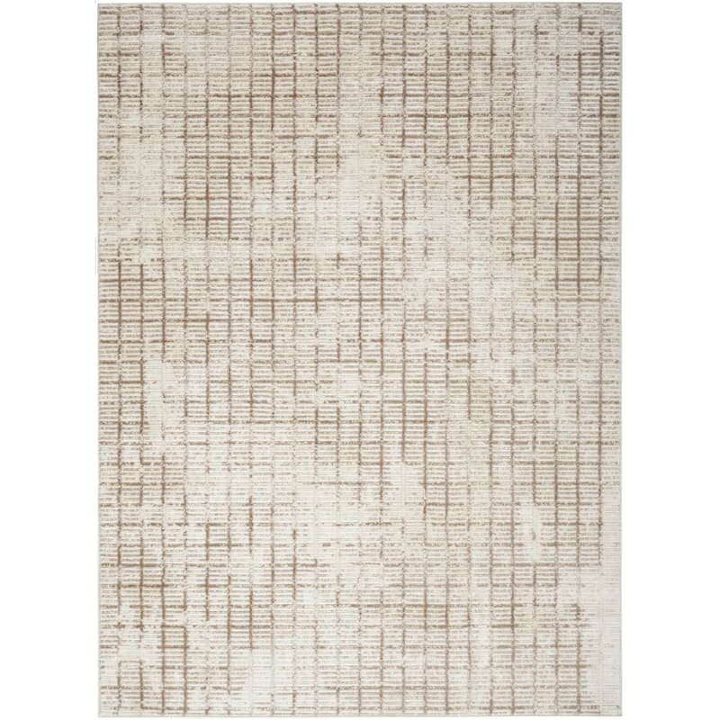 Nourison Dew Indoor only Beige Geometric Area Rug - Ivory/Beige - 7' 10" x 9' 10" - Rectangle
