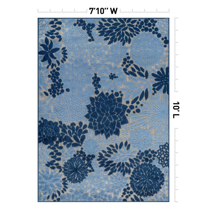 World Rug Gallery Indoor/Outdoor High-Low Textured Area Rug, Floral, Easy-Clean Patio Rug