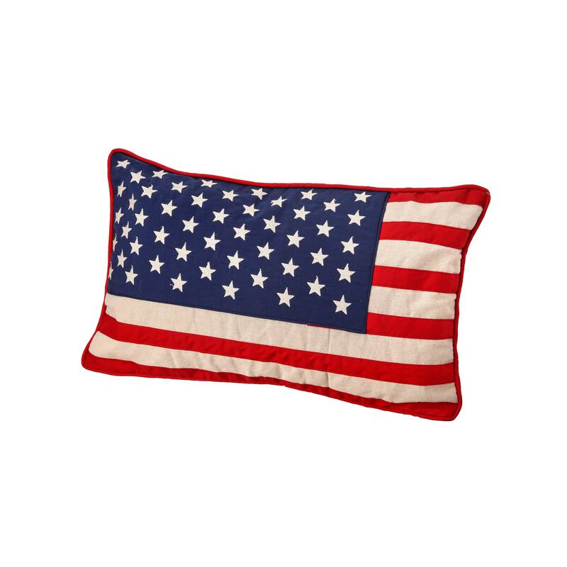 Fabric American Flag Lumbar Pillow 12x22"