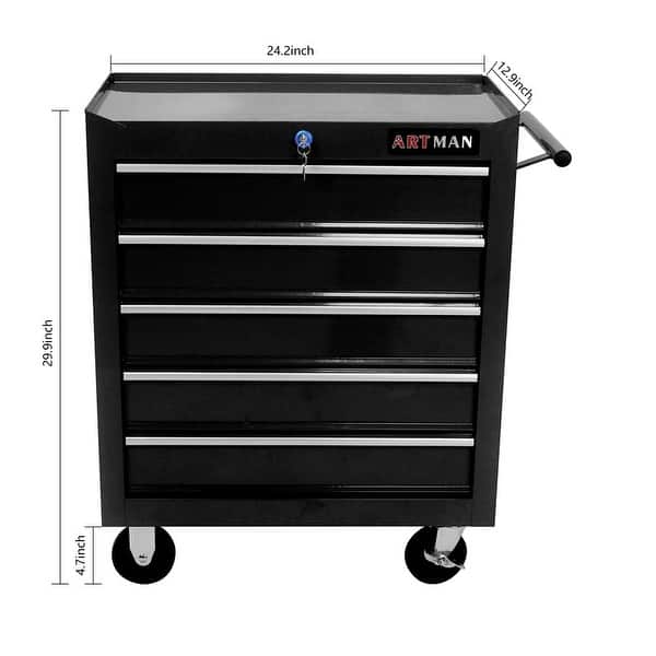 dimension image slide 0 of 6, 5-Drawer Rolling Tool Cart with Wheels Garage Storage Tool Chest