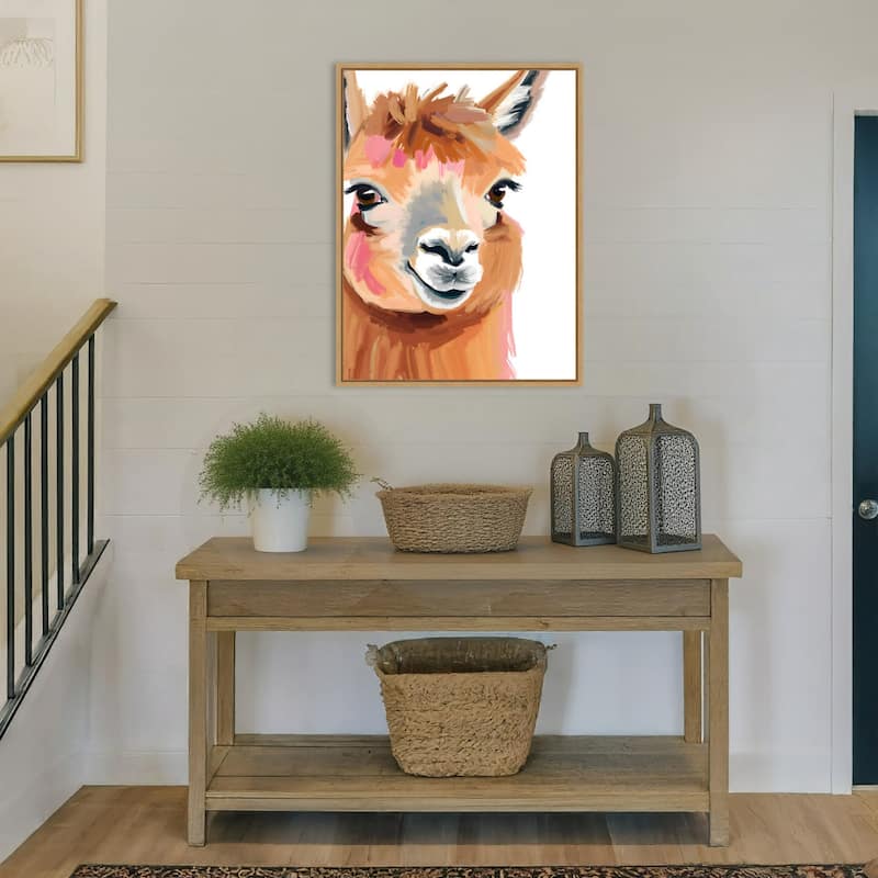 South American camelid by Ohkimiko Framed Canvas Wall Art