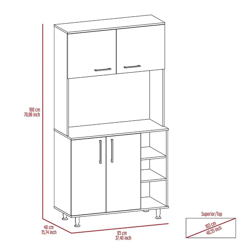 White and Onyx 2-Piece Kitchen Set, Kitchen Island and Pantry Cabinet