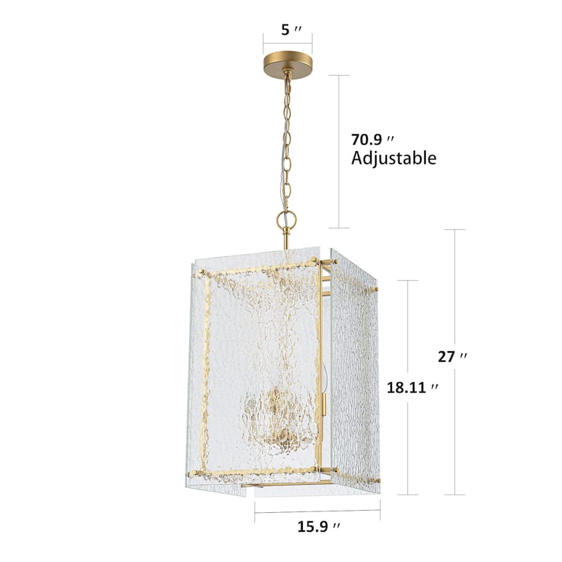 Farmhouse 4-Light Lantern Glass Chandelier