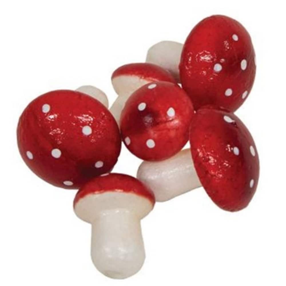 Decorative Foam Mushrooms 30-Piece Set White Woodland Fall Craft Accents in Mesh Bag - 1.25” high by 1” diameter
