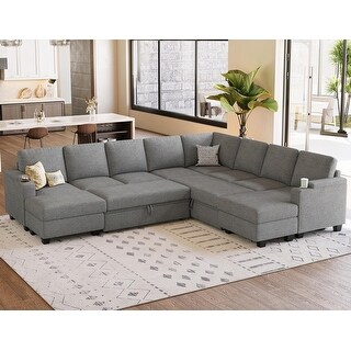 Oversized Sleeper Sofa U Shaped Modular Sectional Couch with Double ...