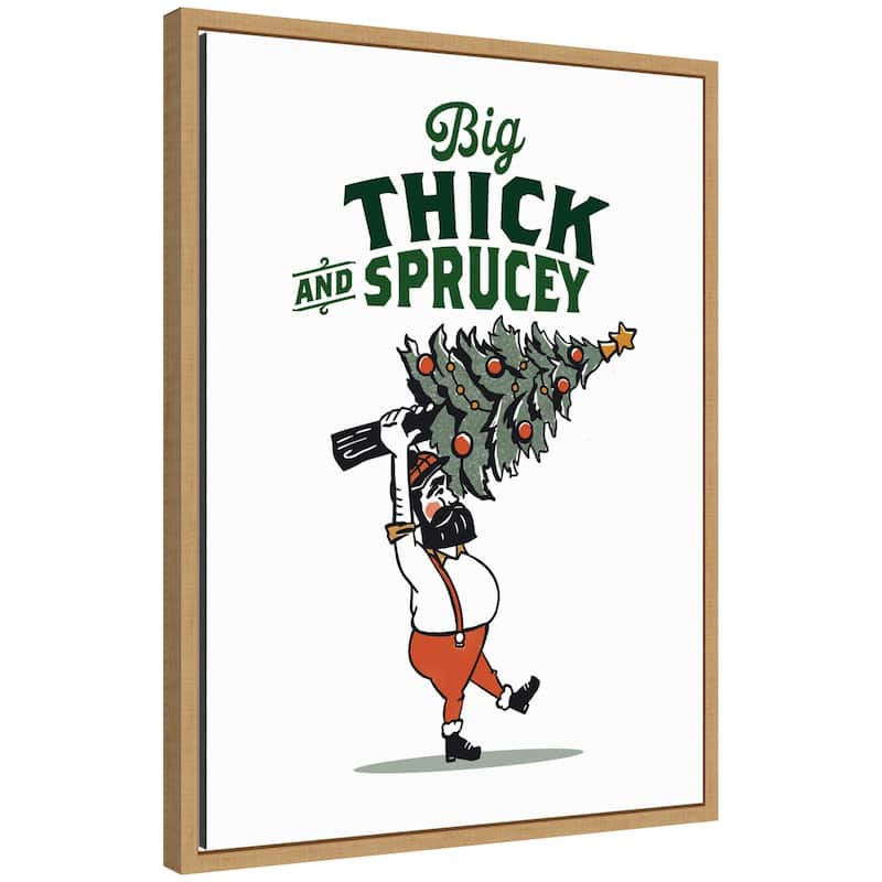 Kate and Laurel Sylvie Framed Canvas Thick and Sprucey by The Whiskey Ginger - Brown