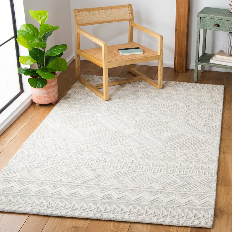 SAFAVIEH Handmade Metro Mirushe Boho Moroccan Wool Rug - 3' x 5' - Grey/Ivory