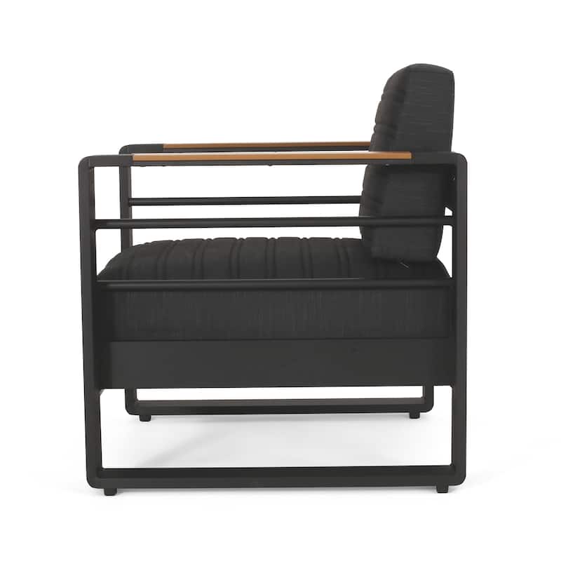 Giovanna Outdoor Aluminum 5 Seater Chat Set with Water Resistant Cushions by Christopher Knight Home