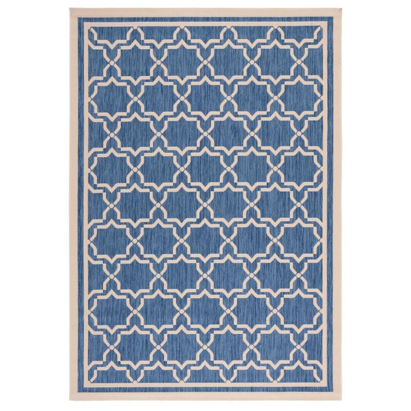 SAFAVIEH Courtyard Gulsin Indoor/ Outdoor Waterproof Patio Backyard Rug - 5'3" x 7'7" - Blue/Beige