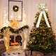 preview thumbnail 5 of 6, Sparkling Champagne Gold Santa Hat Tree Topper with Bow & Snowflakes - 25cm Festive Decor for Xmas Tree & Tabletop.