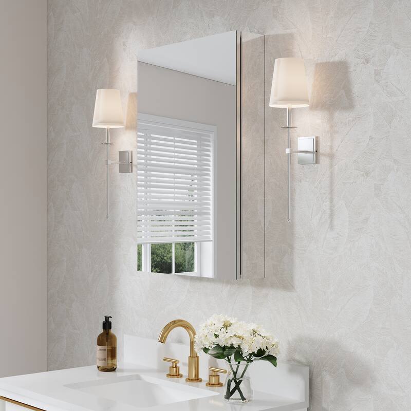 Recessed or Surface Wall Mount Bathroom Medicine Cabinet With Adjustable Glass Shelves