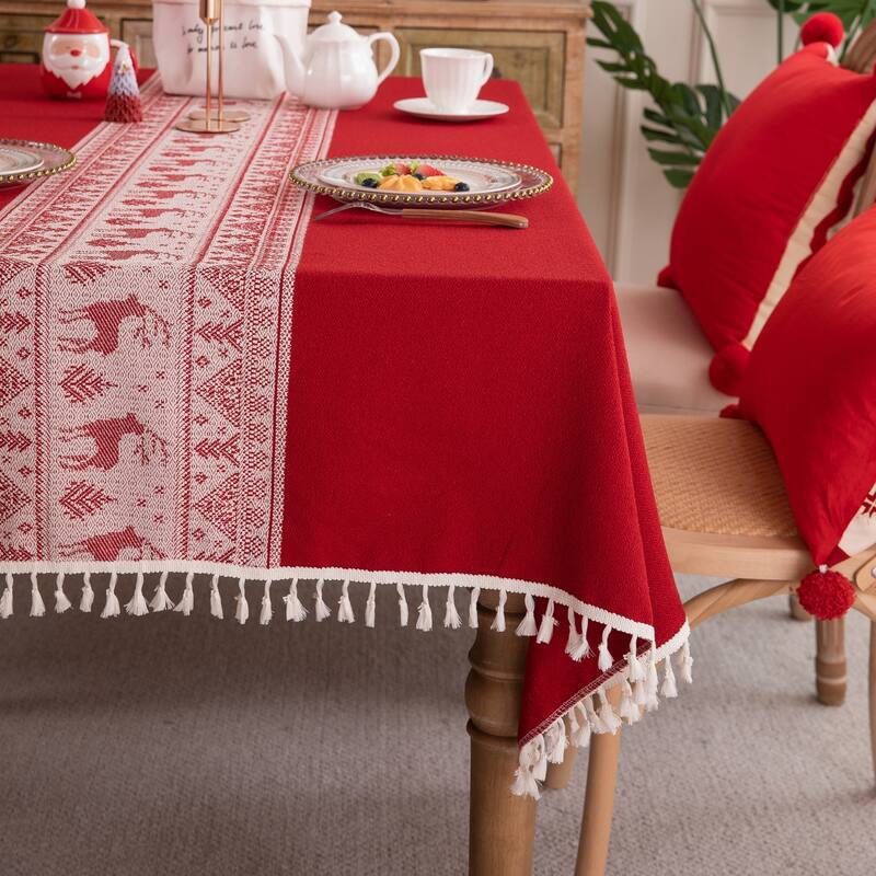 High Quality Washable Rectangle Polyester tablecloths, Wrinkle Resistant Washable Dining Room Table linen for Rectangle Table