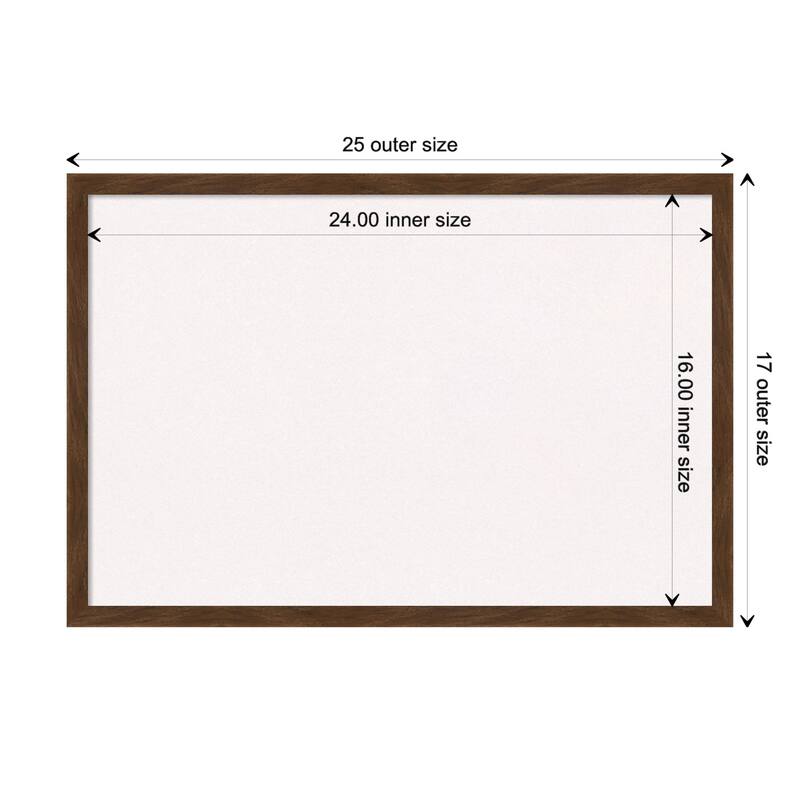 Carlisle Narrow Wood Framed White Corkboard Bulletin Board - Carlisle Brown Narrow - Board Size 24x16