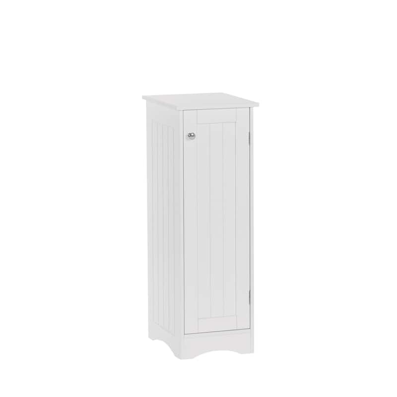 RiverRidge Ashland Single Door Narrow Bathroom and Laundry Storage Cabinet with Adjustable Shelves - White