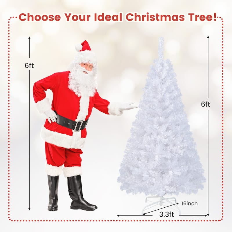 6 Feet White Christmas Tree with Solid Metal Legs