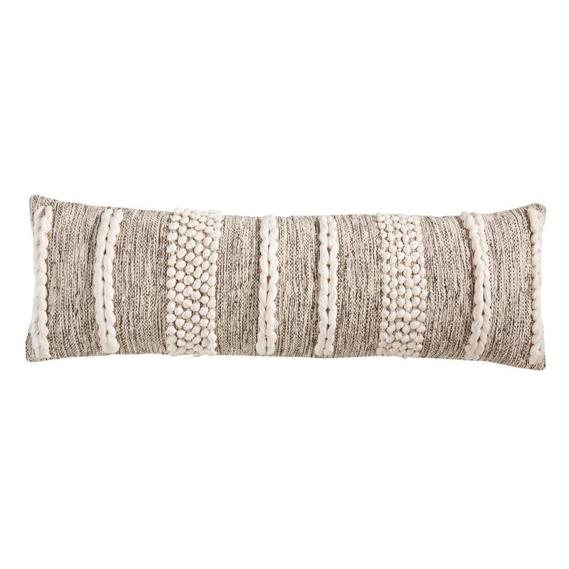 Boho Chic Braided Knot Poly Filled Pillow - 13"x40" - Polyester - Natural