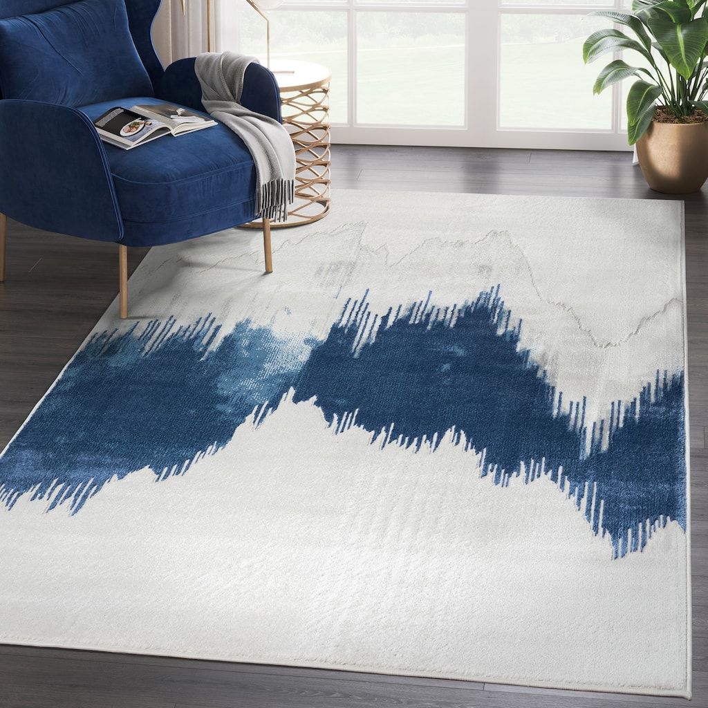 Abani Atlas Collection ATL170A Abstract Mountain Grey Blue Area Rug