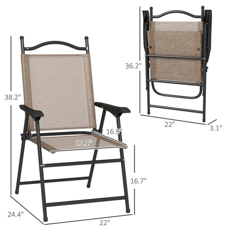 4-Piece Folding Camping Chair Set, Mesh Seats, Armrests for Lawn Patio