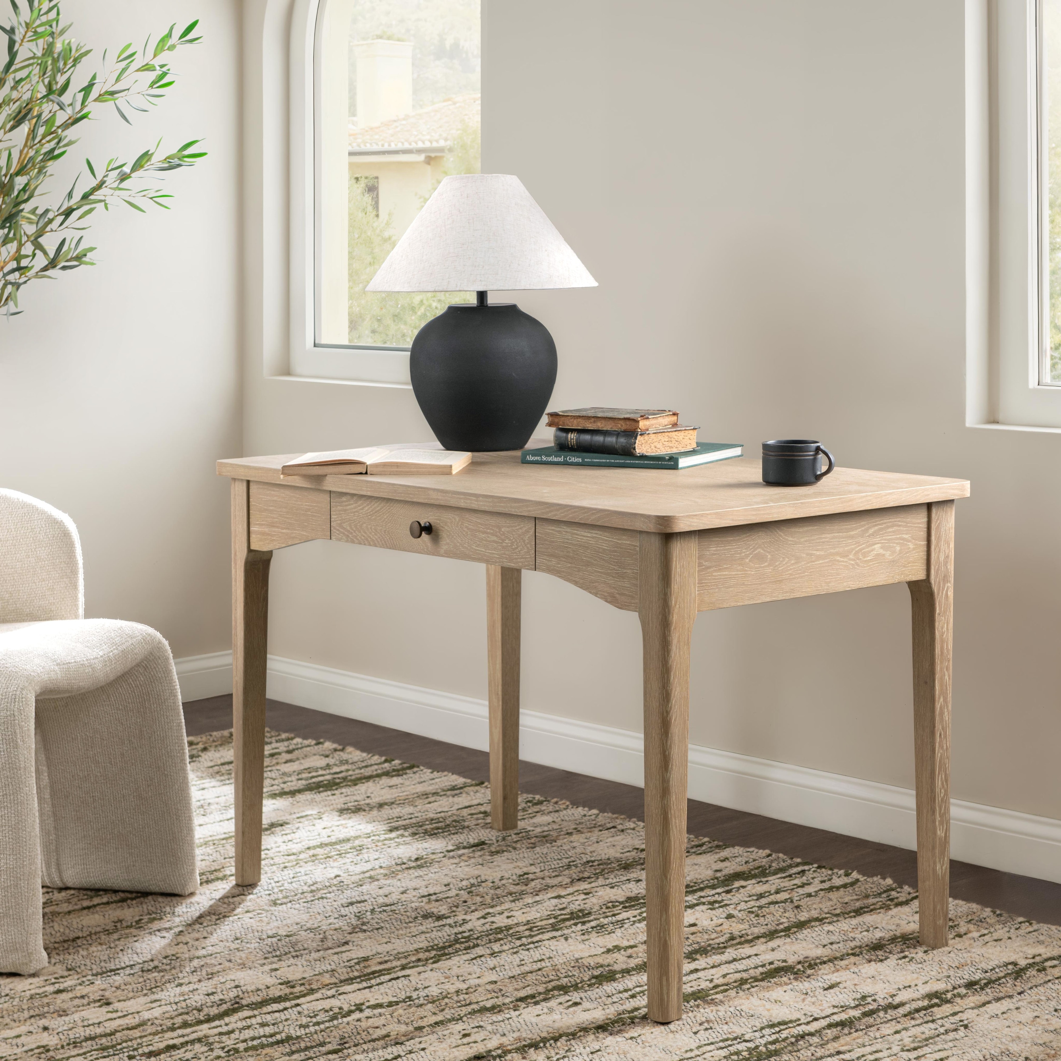 Allysyn Oak Wood Writing Desk