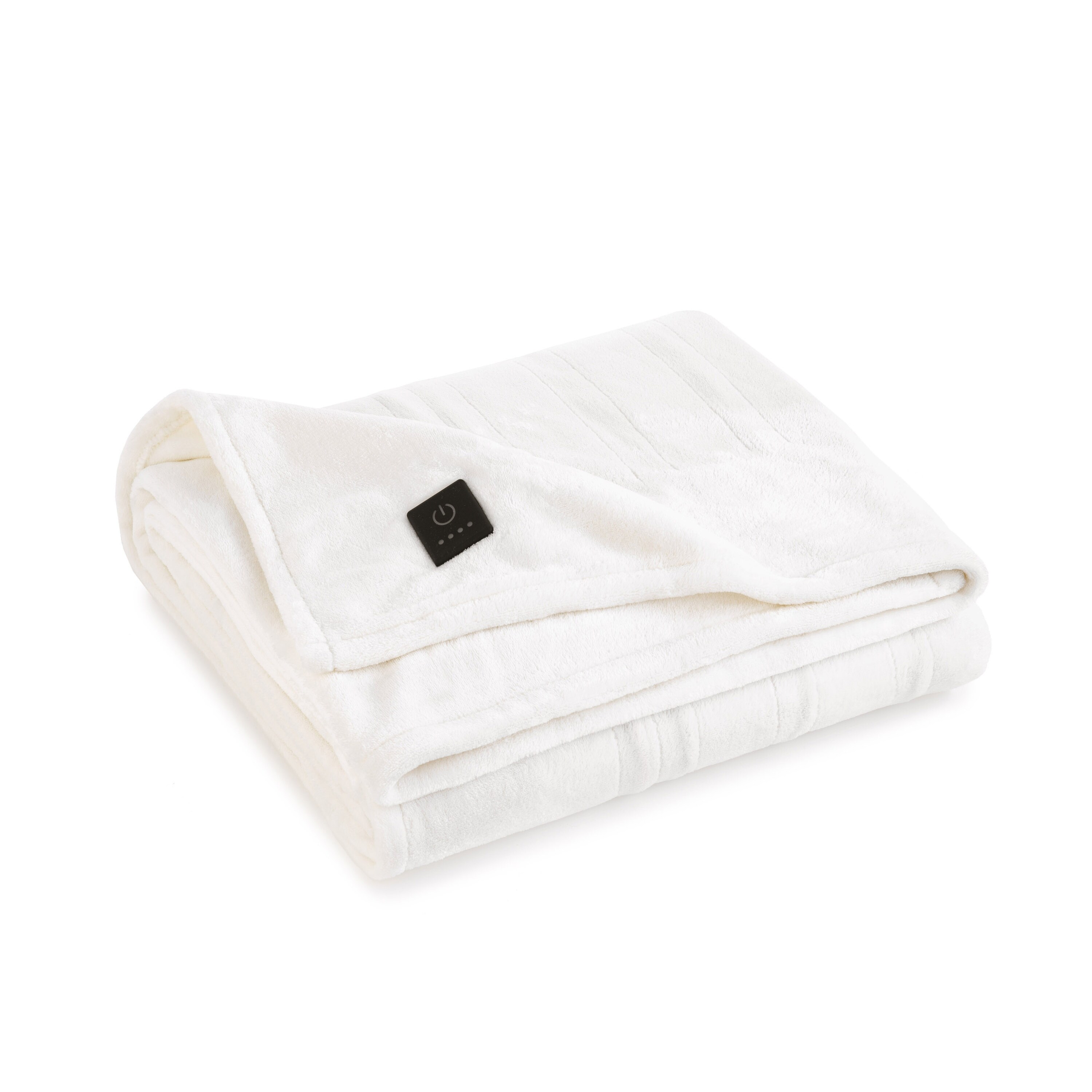 Brookstone Solid Plush Heated Throw Ivory