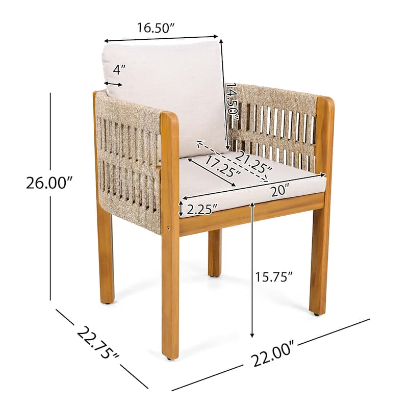 Christopher Knight Home - Isolde Acacia Wood Outdoor Dining Chair（Set of 2）