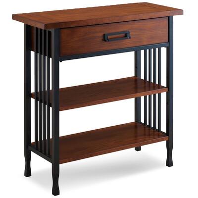 Leick Furniture Ironcraft Mission Oak Foyer Bookcase w/ Drawer Storage