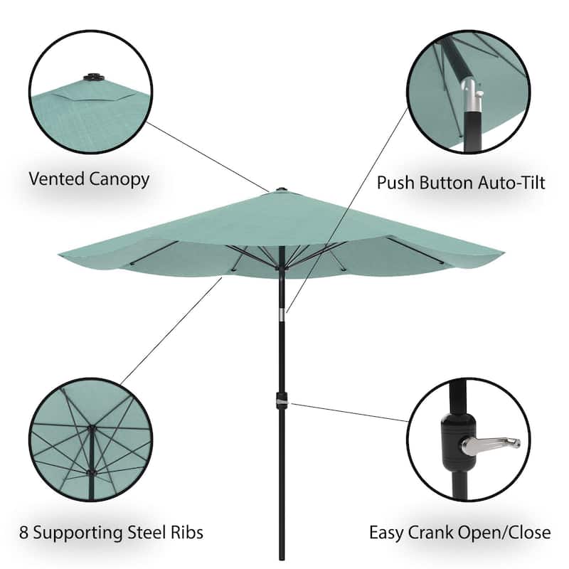 Pure Garden 10 ft Patio Umbrella with Auto Tilt and Hand Crank