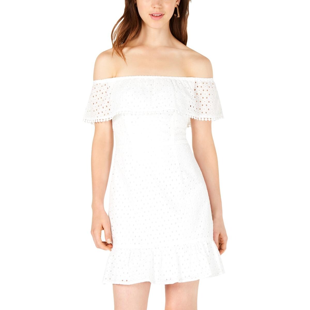Shop City Studio Womens Juniors Casual Dress Eyelet Ruffled 5