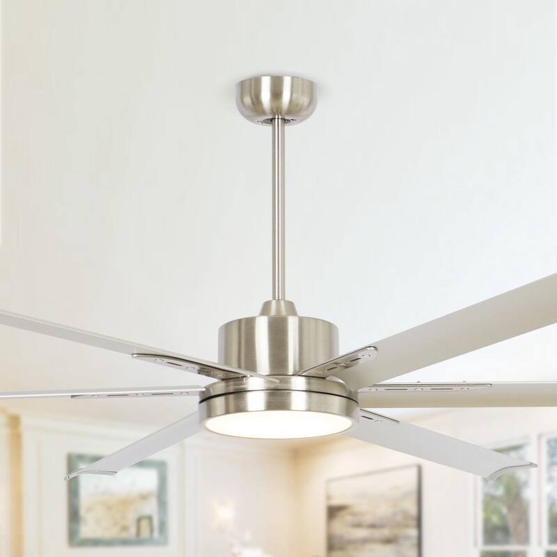 65-inch Nickel Aluminum 6-blade LED Ceiling Fan with Remote