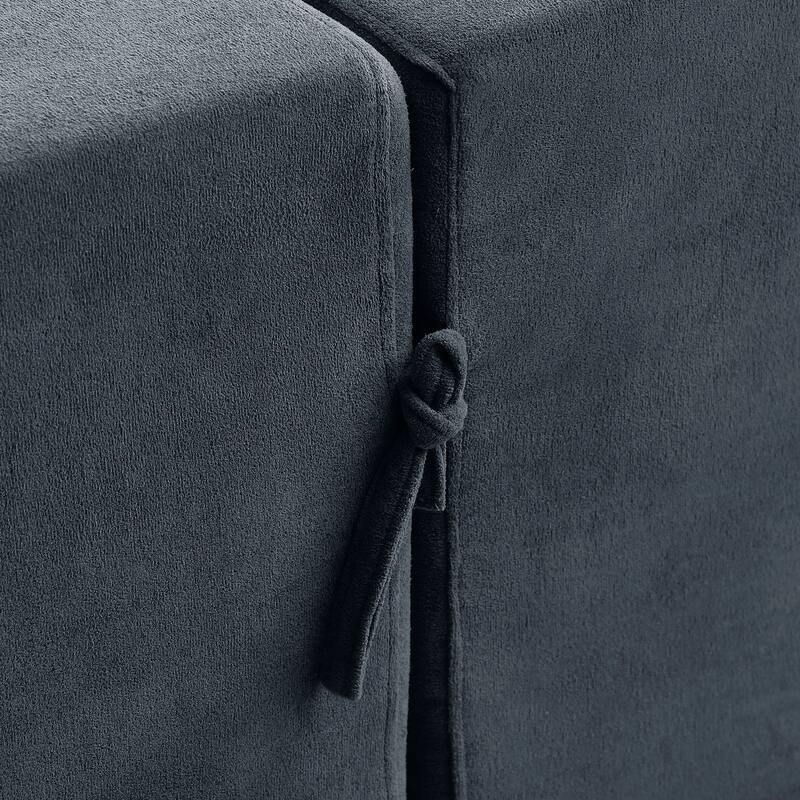 149" Oversize Grey Velvet L-Shape Chaise Modular Sofa, No Assembly Required