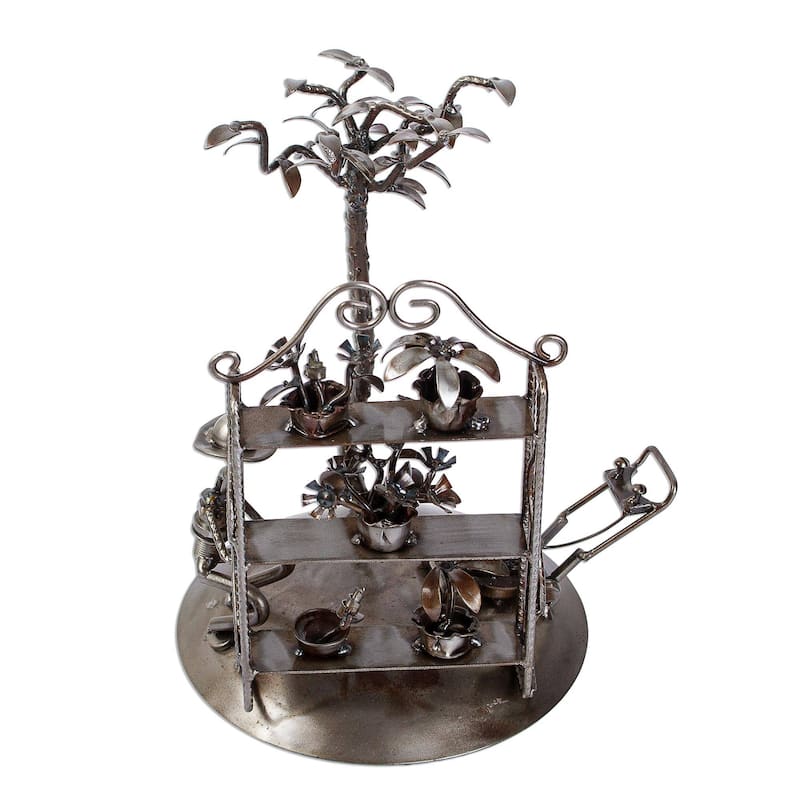 Novica Handmade Rustic Gardener Recycled Auto Parts Sculpture