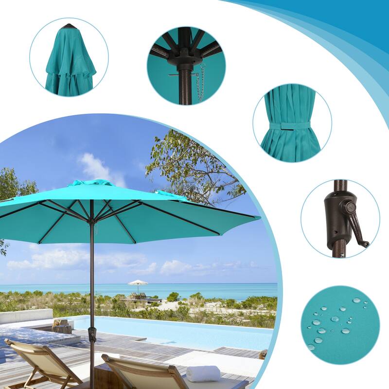 Outdoor 11’ Patio Umbrella with Crank, Base Included