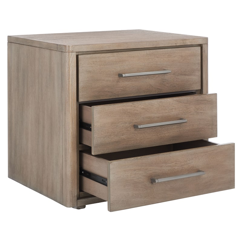 SAFAVIEH Couture Rolfke 3-Drawer Wood Nightstand