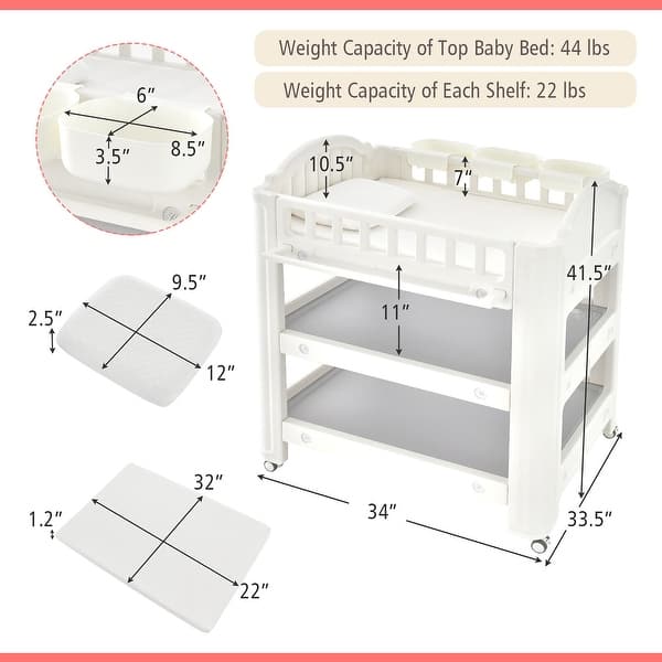 Gymax Baby Changing Table Infant Diaper Changing Station w/Changing