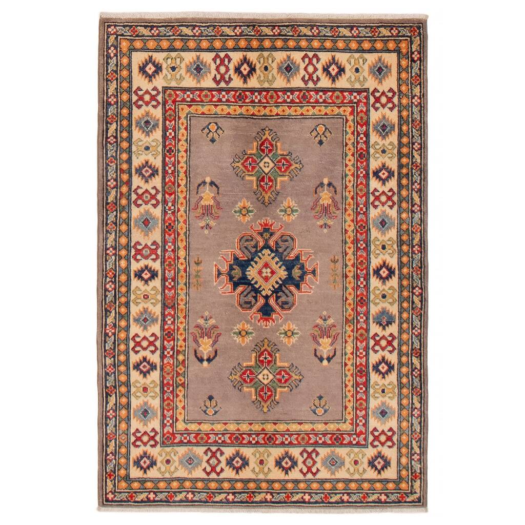 ECARPETGALLERY Hand-knotted Uzbek Ghazni Taupe Wool Rug - 3'5 x 5'0