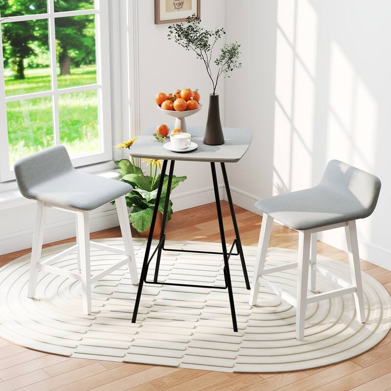Gymax 24'' Upholstered Barstools w/ Low Back Footrest & Wood Legs for