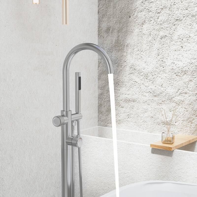 Modland 46'' Outdoor Shower System 316 Stainless Steel Thermostatic Freestanding Poolside Faucet with Swivel Spout - 46'' H