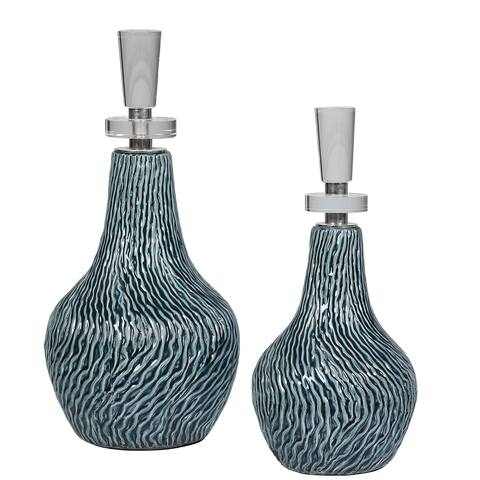 Uttermost Almera Dark Teal Bottles (Set of 2)