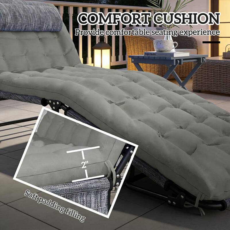 GDFStudio - Eriksen Folding Outdoor Sun Lounger with Adjustable Reclining Comfort Design - Chaise Lounge