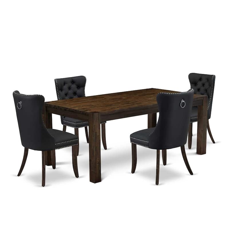 Rustic Dinette Set - 5 Piece Kitchen Table & Chair Set - Rectangle Wood Dining Table with Comfortable Chairs